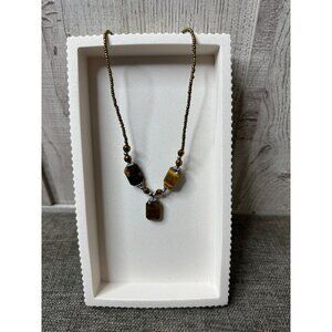 Beaded Necklace With Tiger Eye Stones & Adjustable Chain Womens Fashion